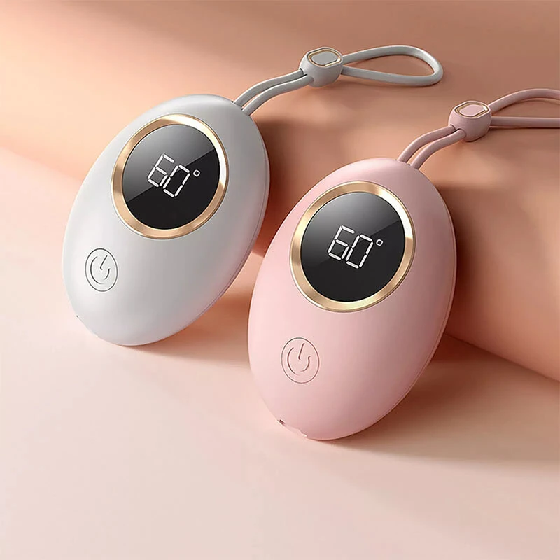 (image for) 2 in 1 Portable Mini Hand Warmer USB Rechargeable 2000mAh Power Bank Heater 3 Temperature Adjustment Digital Display Hand Warmer