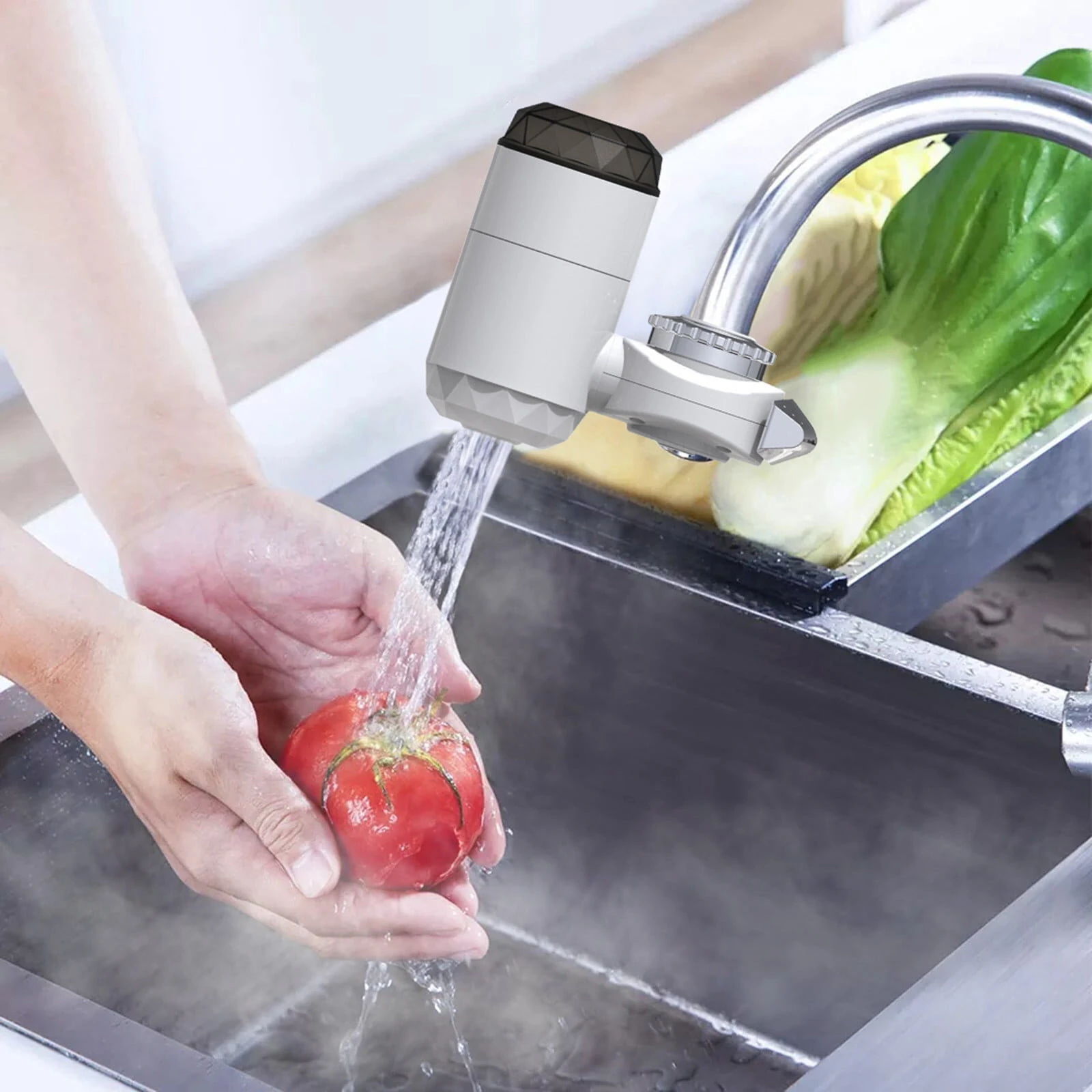 (image for) 3000W Instant Tankless Electric Water Heater Faucet with LED Display Easy Installation IPX4 Waterproof for Kitchen Bathroom